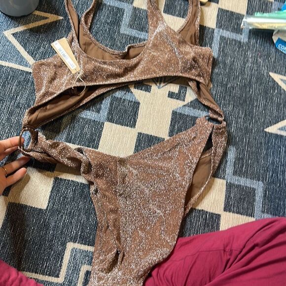 NWT ~ SKIMS ~ Glitter Swim Monokini One Piece - Picture 9 of 11